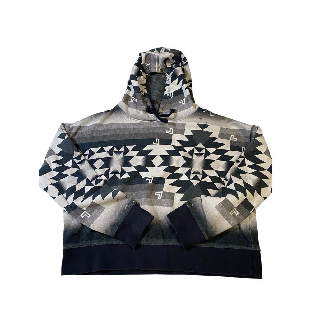 Greyson Clothiers womens S Geometric Southwest Pullover Hoodie Gray Cotton Blend